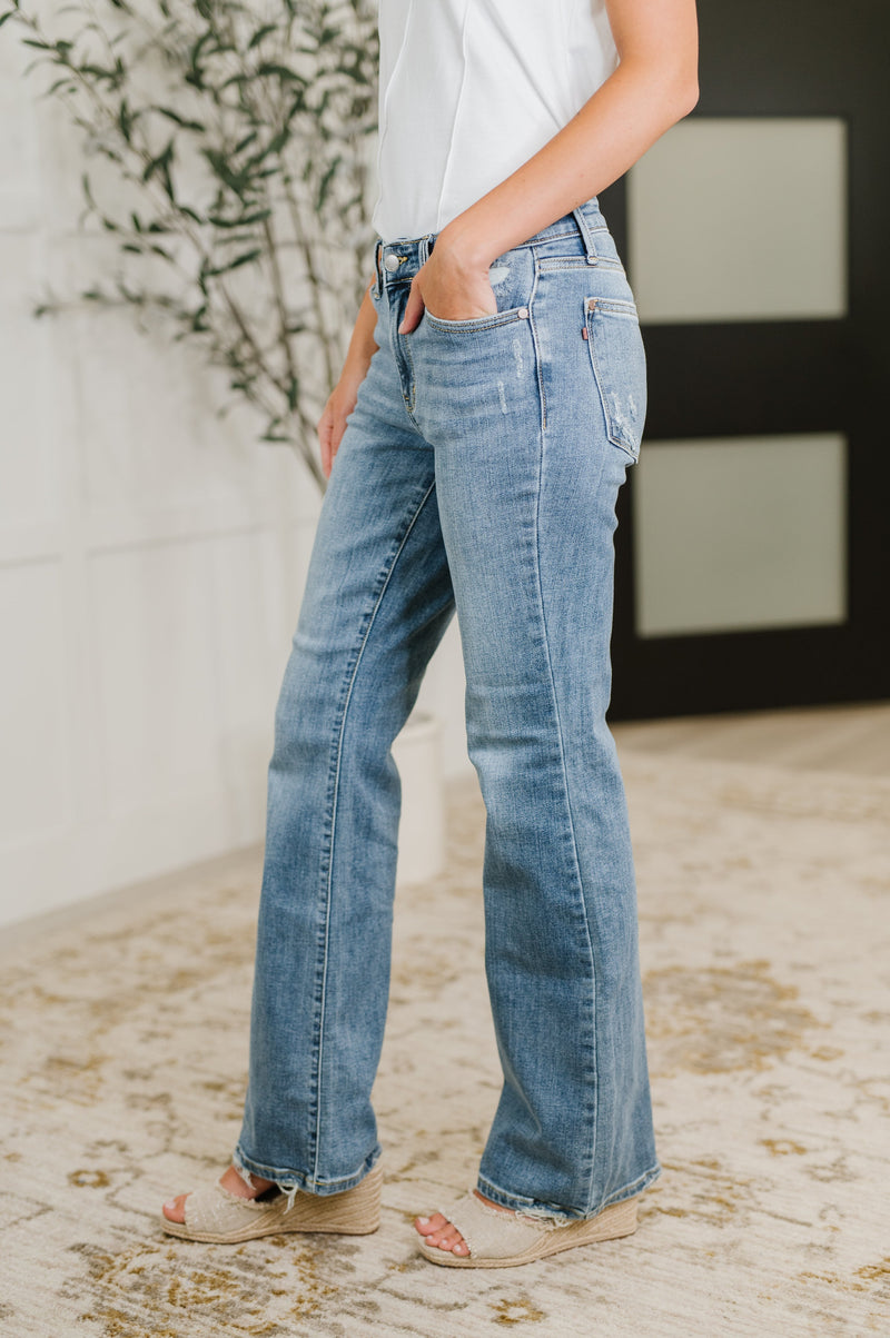 Lorena Mid Rise Vintage Wash Bootcut Jeans - Maple Row Boutique