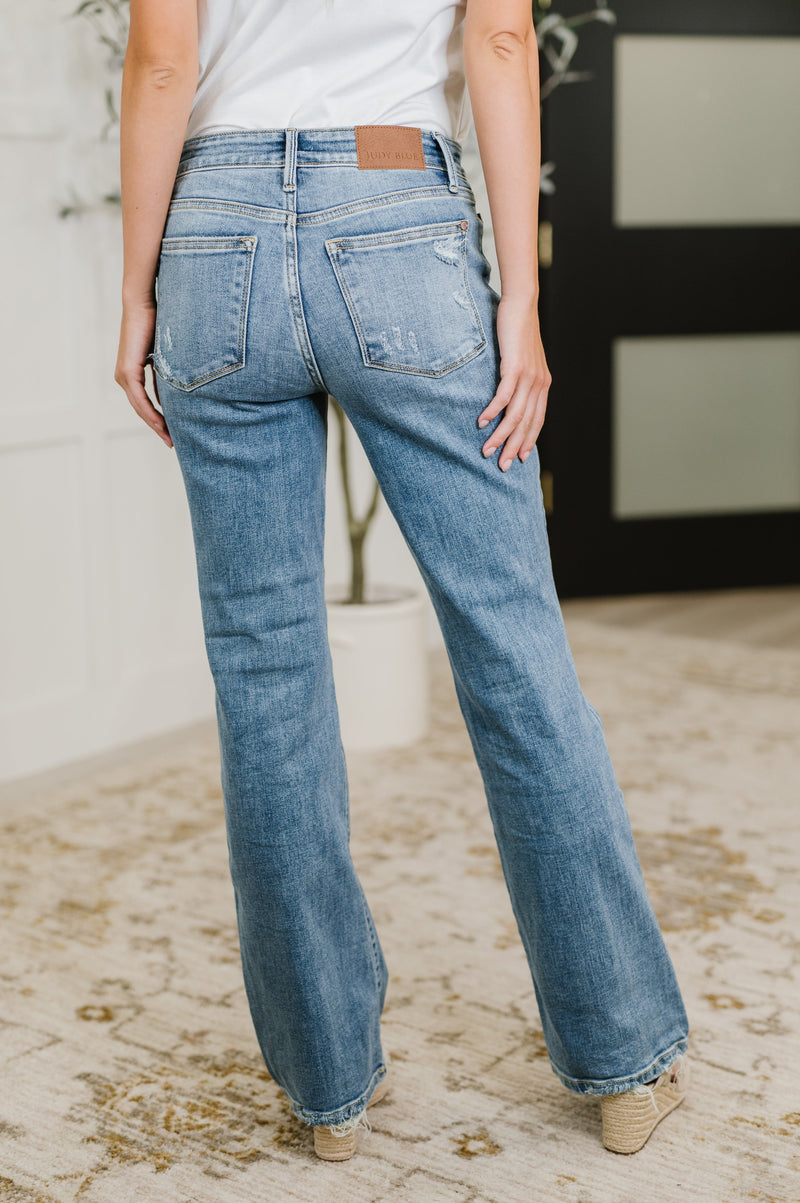 Lorena Mid Rise Vintage Wash Bootcut Jeans - Maple Row Boutique
