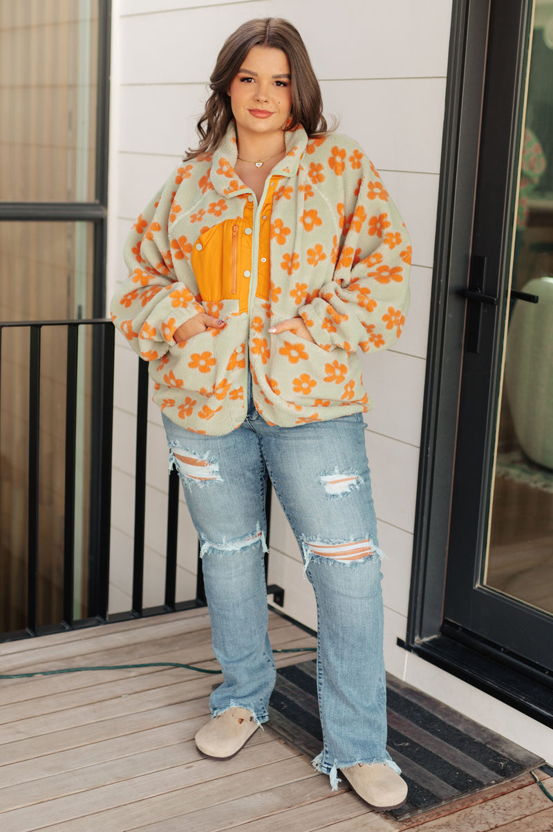 Love It Don't Leave It Floral Fleece Jacket - Maple Row Boutique