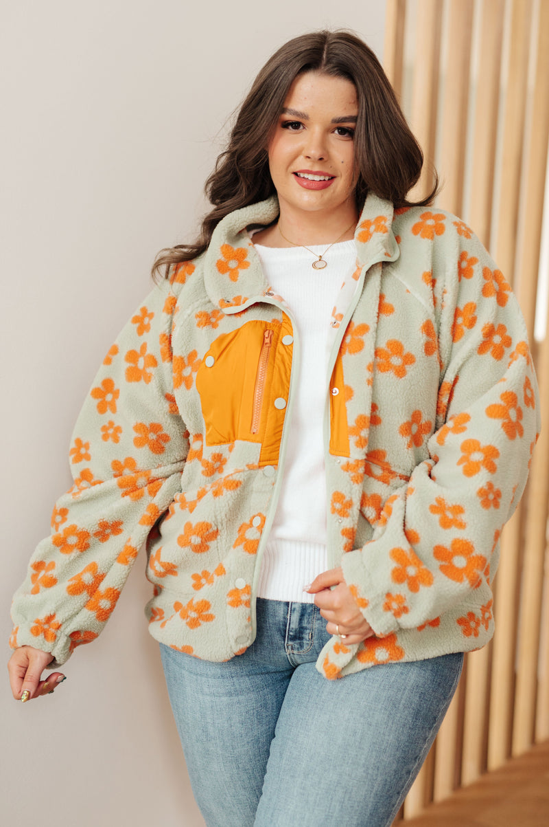 Love It Don't Leave It Floral Fleece Jacket - Maple Row Boutique