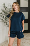 Love on the Loose Quilted Bottoms in Navy - Maple Row Boutique