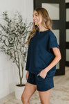Love on the Loose Quilted Bottoms in Navy - Maple Row Boutique
