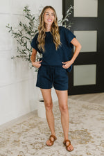 Love on the Loose Quilted Top in Navy - Maple Row Boutique