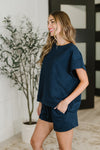 Love on the Loose Quilted Top in Navy - Maple Row Boutique