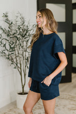 Love on the Loose Quilted Top in Navy - Maple Row Boutique