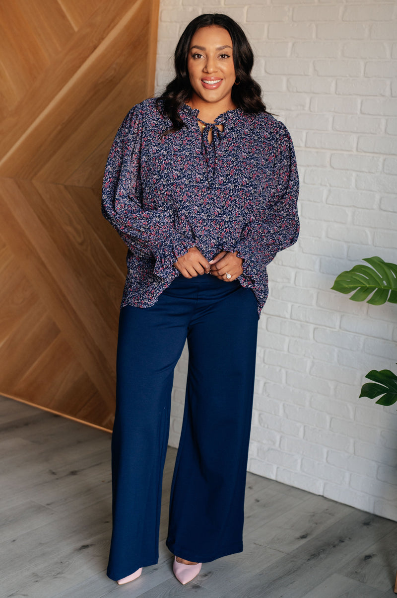 Magic Wide Leg Pants in Navy - Maple Row Boutique 