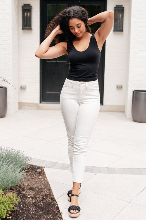Maddie Mid Rise Braided Side Seam Relaxed Jeans - Maple Row Boutique