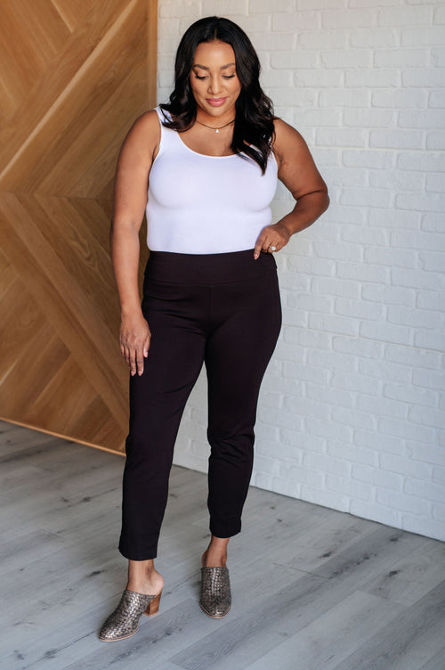 Magic Ankle Crop Skinny Pants in Chocolate - Maple Row Boutique 