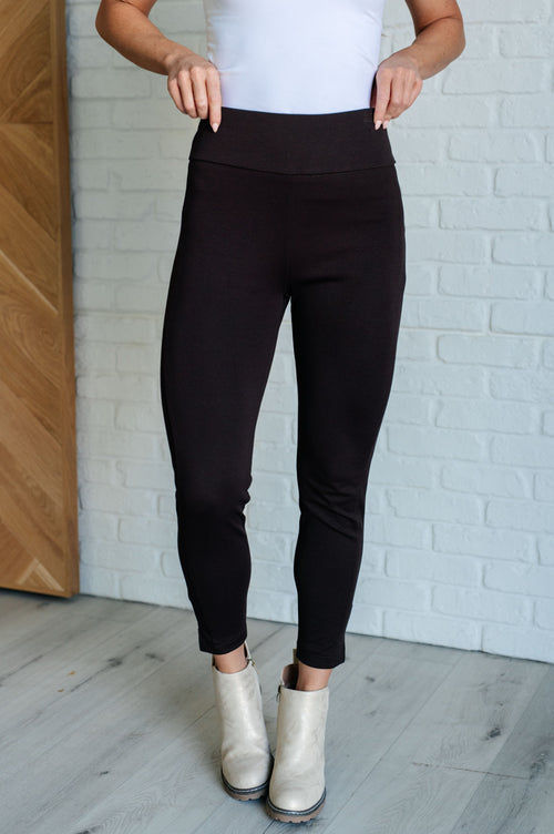 Magic Ankle Crop Skinny Pants in Chocolate - Maple Row Boutique 