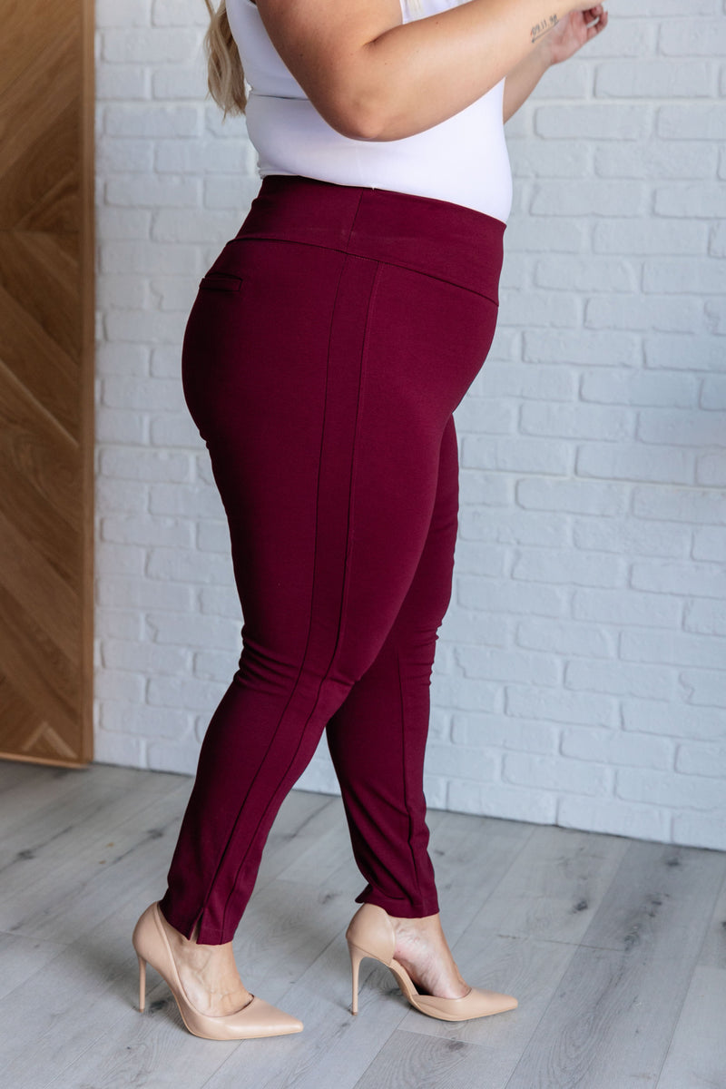 Magic Skinny 28" Pants in Wine - Maple Row Boutique 