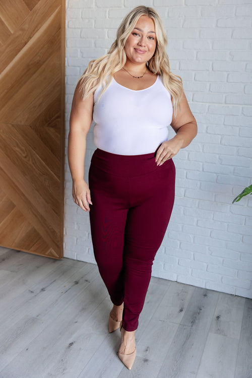 Magic Skinny 28" Pants in Wine - Maple Row Boutique 