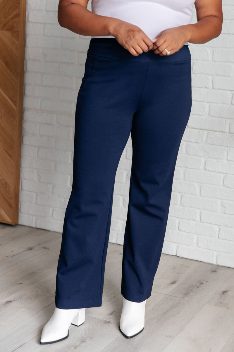 Magic Straight Pants in Navy - Maple Row Boutique 