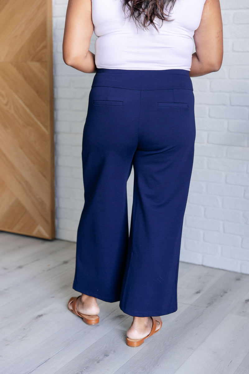 Magic Wide Leg Crop Pants in Navy - Maple Row Boutique 