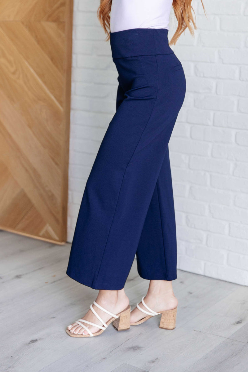 Magic Wide Leg Crop Pants in Navy - Maple Row Boutique 