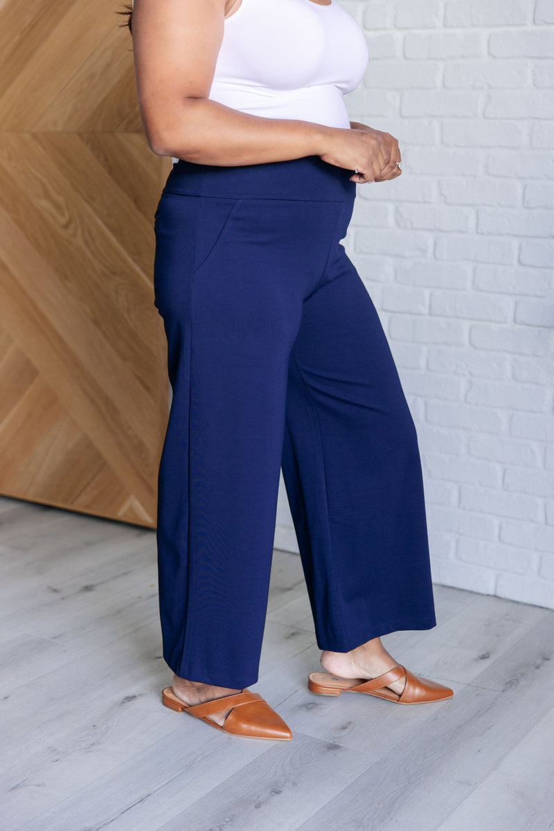 Magic Wide Leg Crop Pants in Navy - Maple Row Boutique 