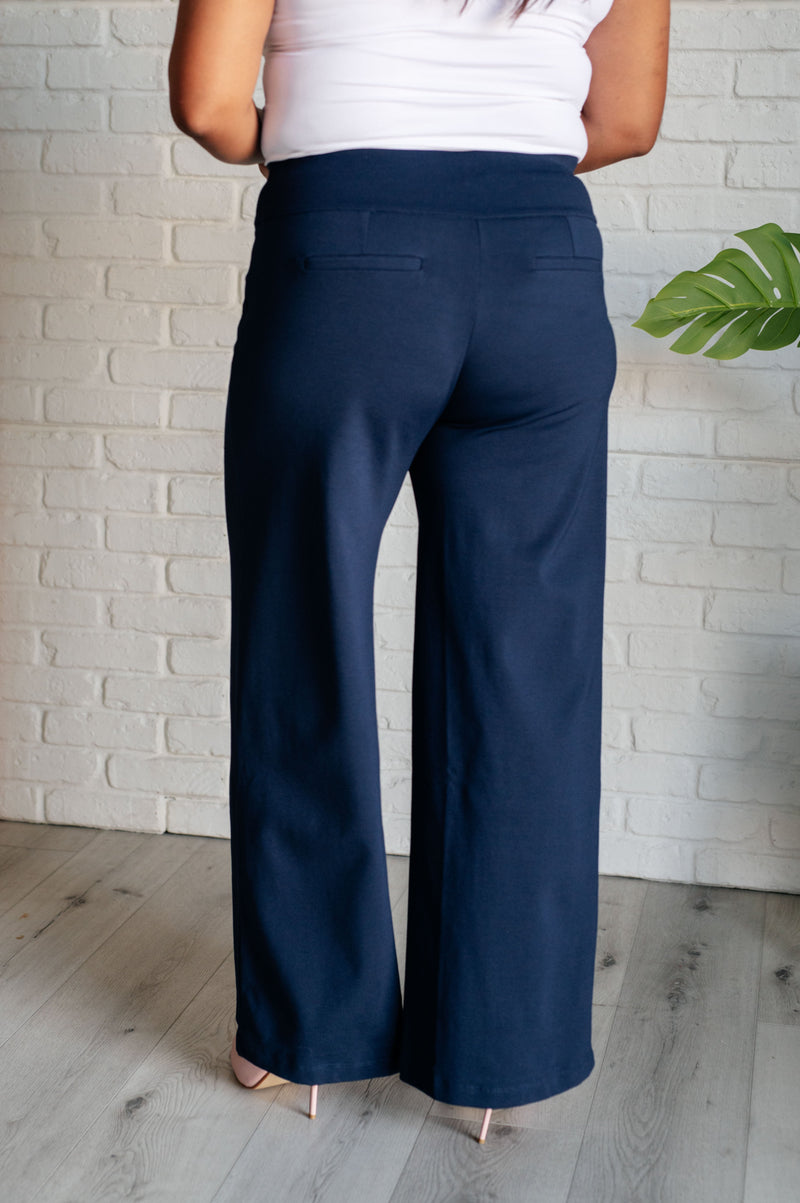 Magic Wide Leg Pants in Navy - Maple Row Boutique 
