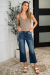 Maisie High Waist Back Pocket Embroidery Crop Wide - Maple Row Boutique
