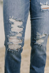 Maureen High Rise Distressed Bootcut Jeans - Maple Row Boutique