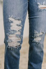 Maureen High Rise Distressed Bootcut Jeans - Maple Row Boutique