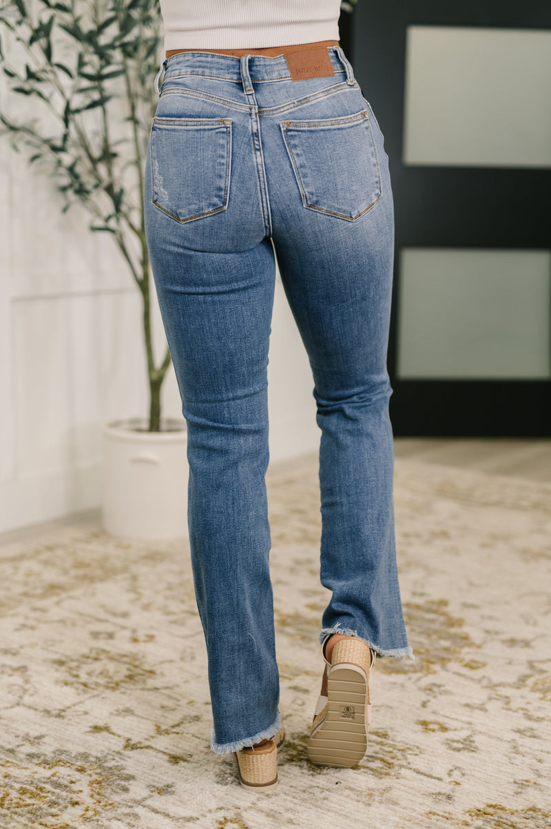 Maureen High Rise Distressed Bootcut Jeans - Maple Row Boutique