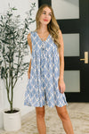 Miss Mischief V-Neck Romper in Blue - Maple Row Boutique