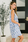 Miss Mischief V-Neck Romper in Blue - Maple Row Boutique
