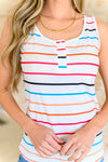 Need A Favor Colorful Henley Tank - Maple Row Boutique