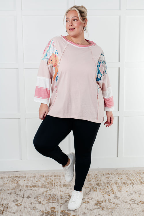 New Chapter Floral Color Block Patchwork Top - Maple Row Boutique