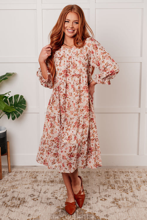 Next to You Balloon Sleeve Floral Dress - Maple Row Boutique 