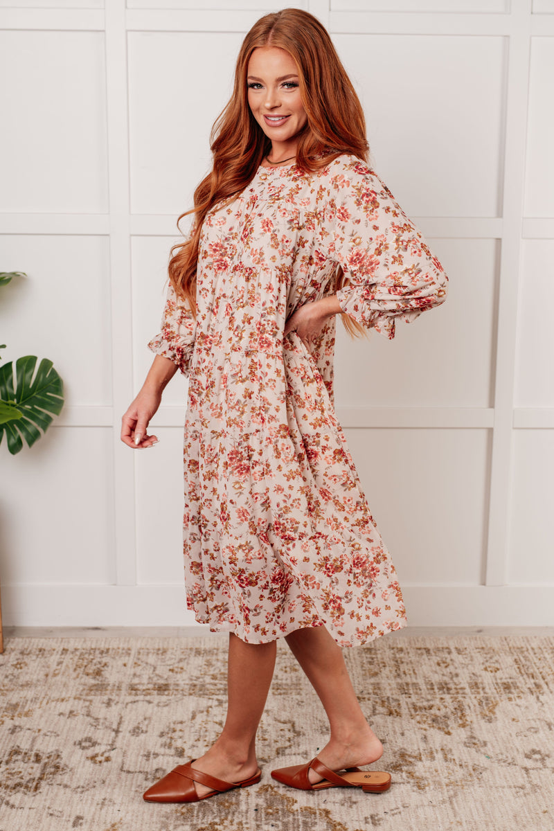 Next to You Balloon Sleeve Floral Dress - Maple Row Boutique 