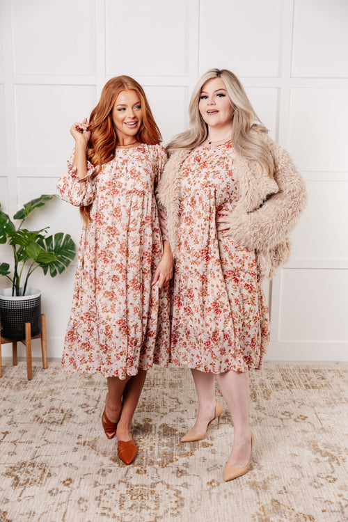 Next to You Balloon Sleeve Floral Dress - Maple Row Boutique 