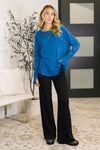 Nice to Each Other Raglan Sleeve Top in Classic Blue - Maple Row Boutique