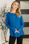 Nice to Each Other Raglan Sleeve Top in Classic Blue - Maple Row Boutique