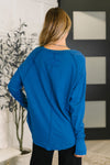 Nice to Each Other Raglan Sleeve Top in Classic Blue - Maple Row Boutique