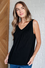 Not So Anxious V-Neck Tank in Black - Maple Row Boutique 