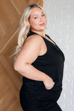 Not So Anxious V-Neck Tank in Black - Maple Row Boutique 