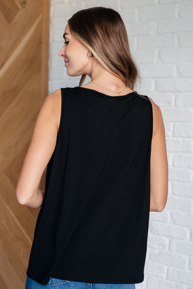 Not So Anxious V-Neck Tank in Black - Maple Row Boutique 