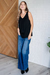 Not So Anxious V-Neck Tank in Black - Maple Row Boutique 