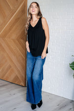 Not So Anxious V-Neck Tank in Black - Maple Row Boutique 