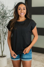 Not So Basic Pocket Tee in Black - Maple Row Boutique
