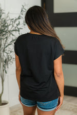 Not So Basic Pocket Tee in Black - Maple Row Boutique