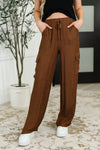 Off Duty Straight Leg Cargo Pants in Brown - Maple Row Boutique