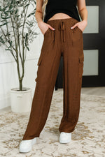 Off Duty Straight Leg Cargo Pants in Brown - Maple Row Boutique