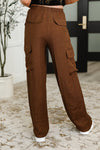 Off Duty Straight Leg Cargo Pants in Brown - Maple Row Boutique