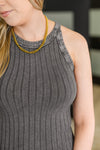 Offbeat Essential Mineral Washed Tank in Ash Grey - Maple Row Boutique