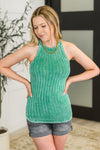 Offbeat Essential Mineral Washed Tank in Kelly Green - Maple Row Boutique