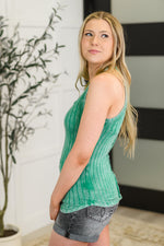 Offbeat Essential Mineral Washed Tank in Kelly Green - Maple Row Boutique