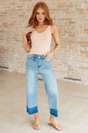 Olivia High Rise Wide Leg Crop Jeans in Medium Wash - Maple Row Boutique 