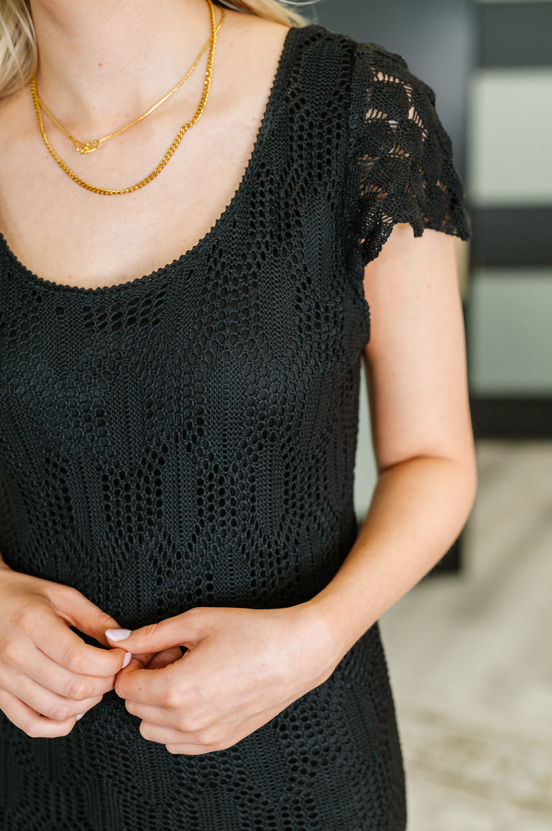 On the Town Lace Scoop Neck Dress in Black - Maple Row Boutique