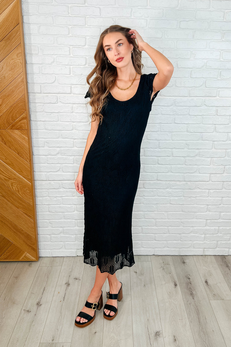 On the Town Lace Scoop Neck Dress in Black - Maple Row Boutique